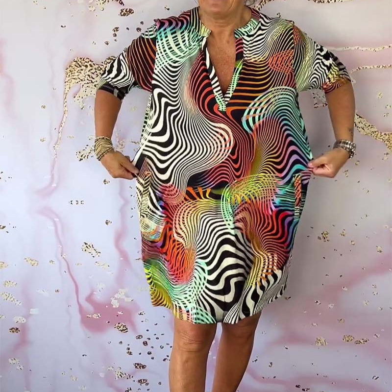 Ria - Colourful V-Neck Dress