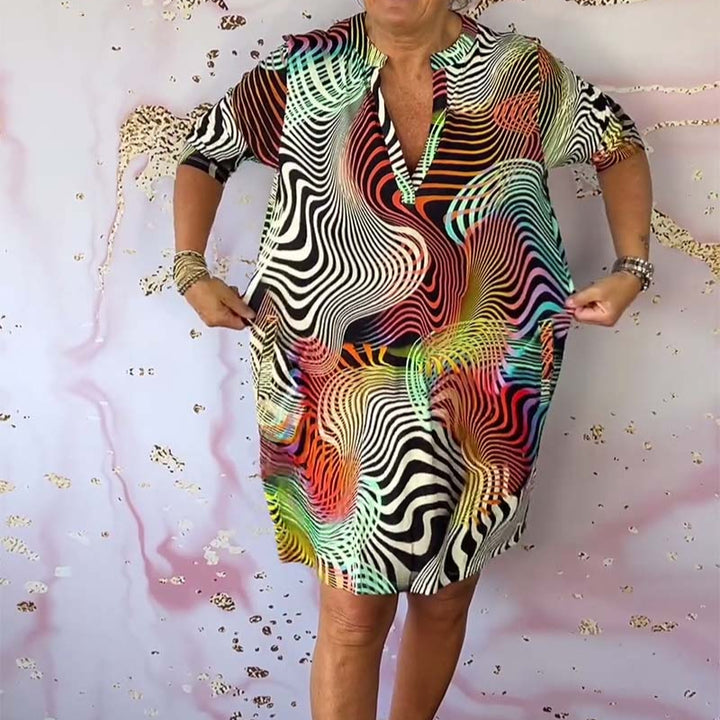 Ria - Colourful V-Neck Dress