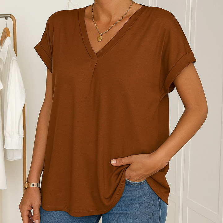 Estella – Short-Sleeve T-Shirt with Patchwork Design