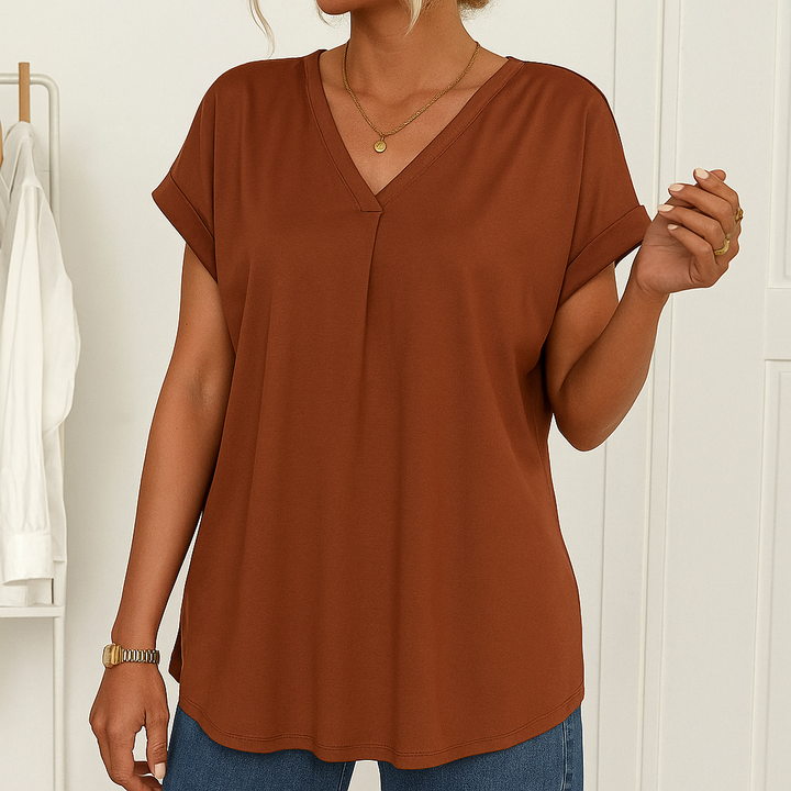 Estella – Short-Sleeve T-Shirt with Patchwork Design