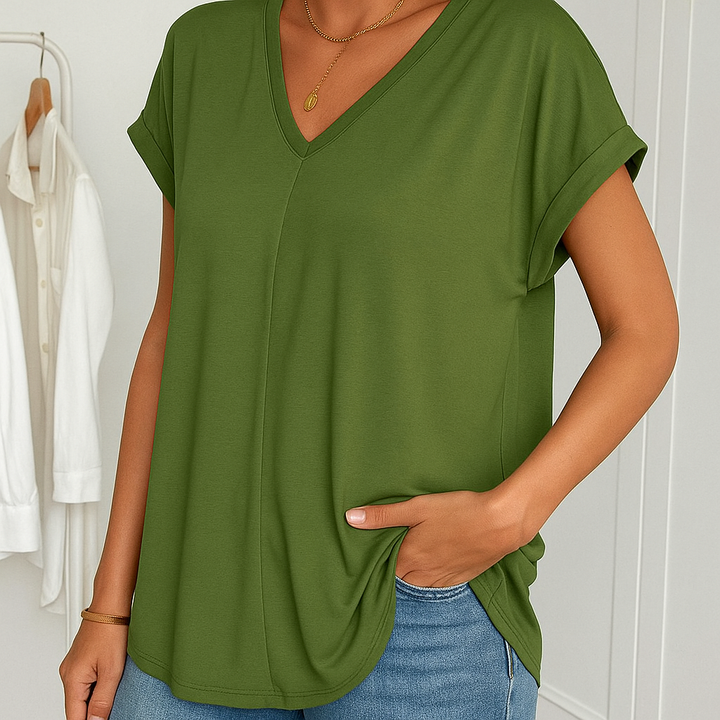 Estella – Short-Sleeve T-Shirt with Patchwork Design