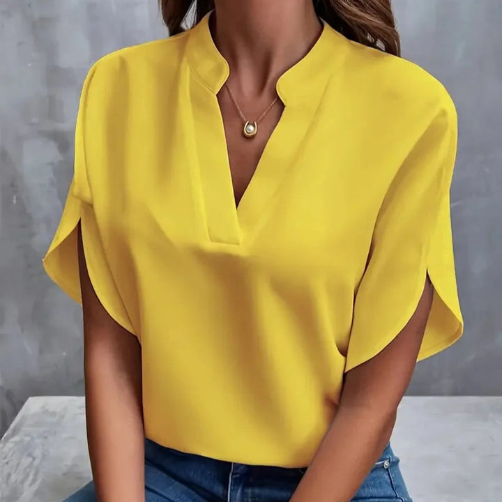 Liv – Soft V-Neck Blouse with a Refined Touch