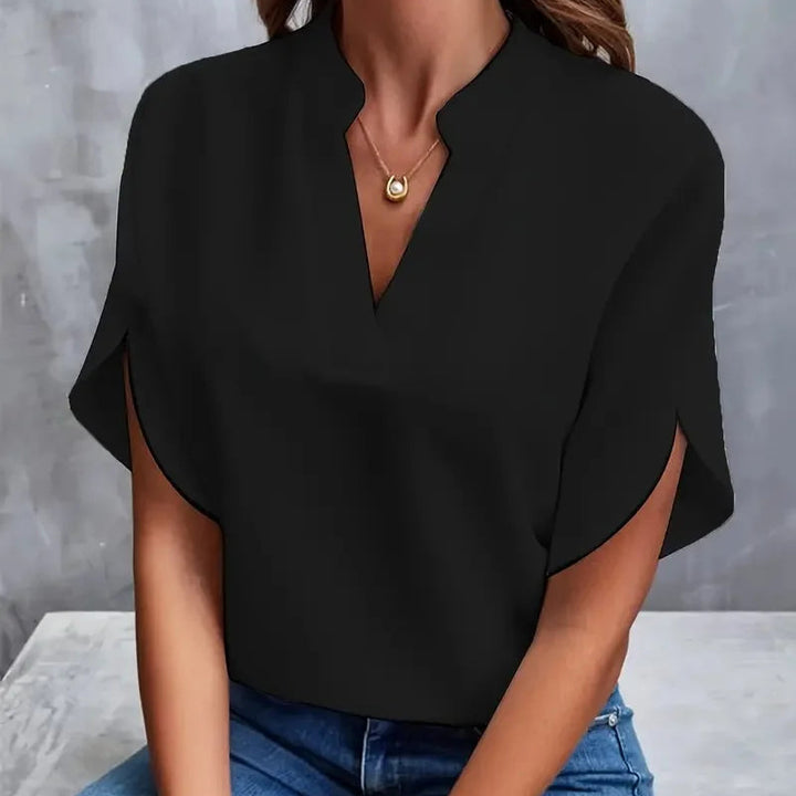 Liv – Soft V-Neck Blouse with a Refined Touch