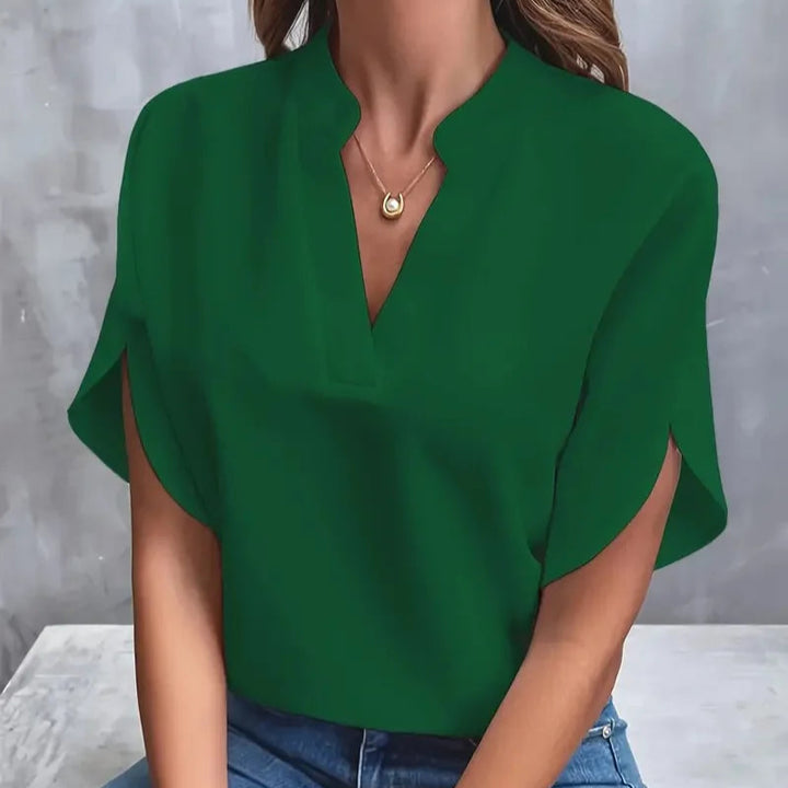 Liv – Soft V-Neck Blouse with a Refined Touch