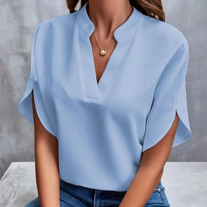 Liv – Soft V-Neck Blouse with a Refined Touch