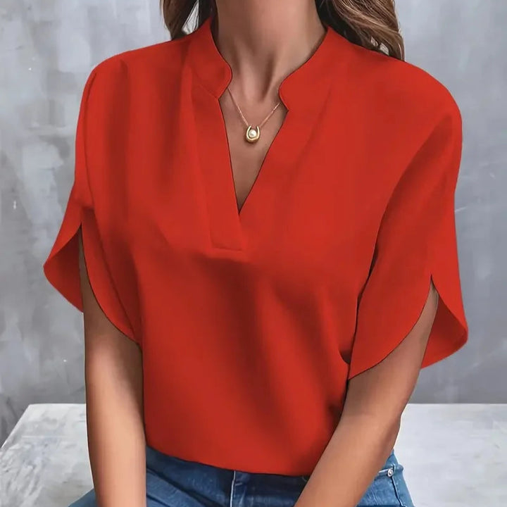 Liv – Soft V-Neck Blouse with a Refined Touch