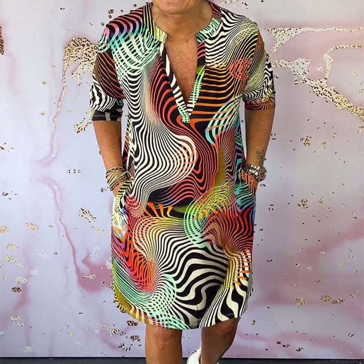 Ria - Colourful V-Neck Dress