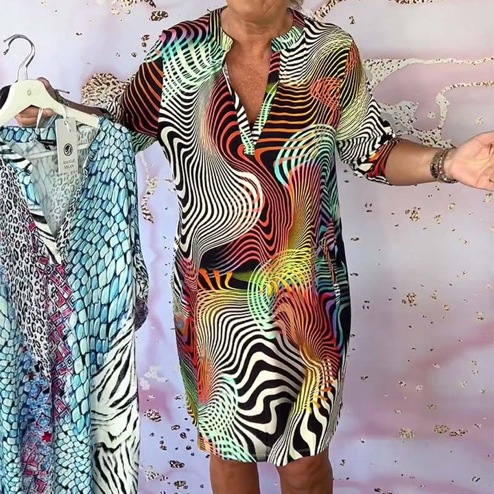 Ria - Colourful V-Neck Dress